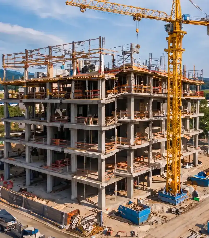 Acompanhamento fotográfico de canteiro de obras com guindaste